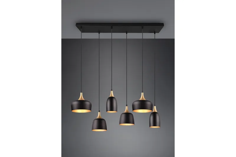 Trio Lighting Chiraz Loftlampe 6L E27 Matsort/Mat Messing - Belysning - Lamper & indendørsbelysning - Køkkenlampe - Loftlampe køkken