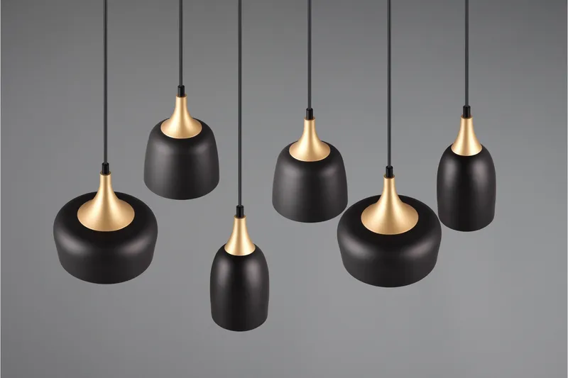 Trio Lighting Chiraz Loftlampe 6L E27 Matsort/Mat Messing - Belysning - Lamper & indendørsbelysning - Køkkenlampe - Loftlampe køkken