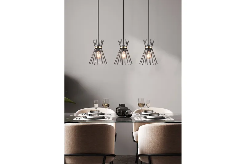 Trio Lighting Rod Taklampe 3L E27 Sort/Gull - Belysning - Lamper & indendørsbelysning - Køkkenlampe - Loftlampe køkken