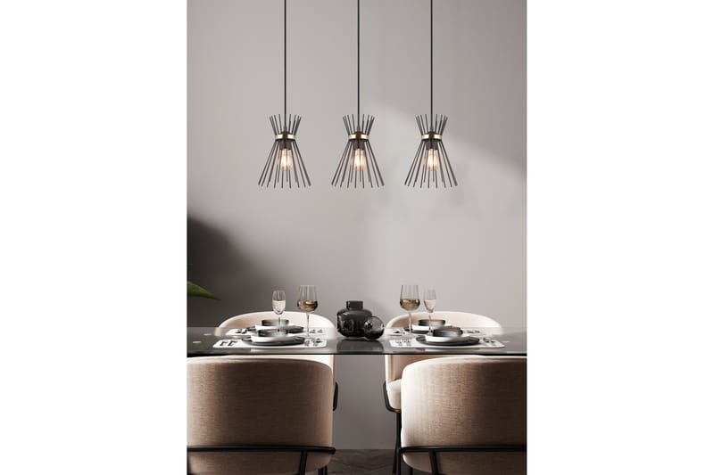 Trio Lighting Rod Taklampe 3L E27 Sort/Gull - Belysning - Lamper & indendørsbelysning - Køkkenlampe - Loftlampe køkken