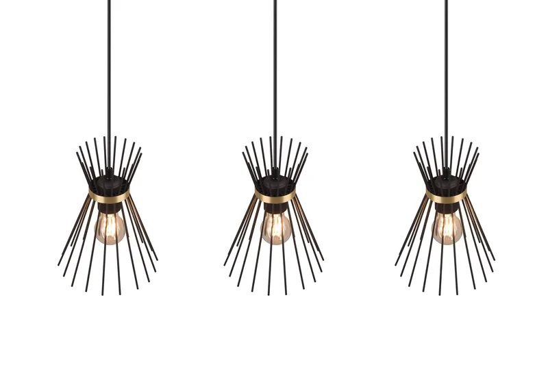 Trio Lighting Rod Taklampe 3L E27 Sort/Gull - Belysning - Lamper & indendørsbelysning - Køkkenlampe - Loftlampe køkken
