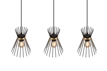 Trio Lighting Rod Taklampe 3L E27 Sort/Gull - Belysning - Lamper & indendørsbelysning - Køkkenlampe - Loftlampe køkken