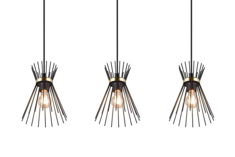 Trio Lighting Rod Taklampe 3L E27 Sort/Gull - Belysning - Lamper & indendørsbelysning - Køkkenlampe - Loftlampe køkken