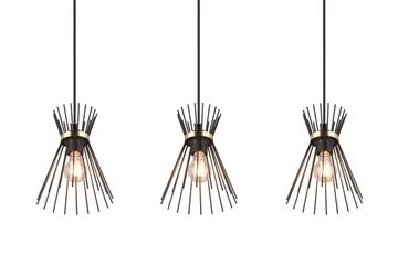 Trio Lighting Rod Taklampe 3L E27 Sort/Gull - Belysning - Lamper & indendørsbelysning - Køkkenlampe - Loftlampe køkken