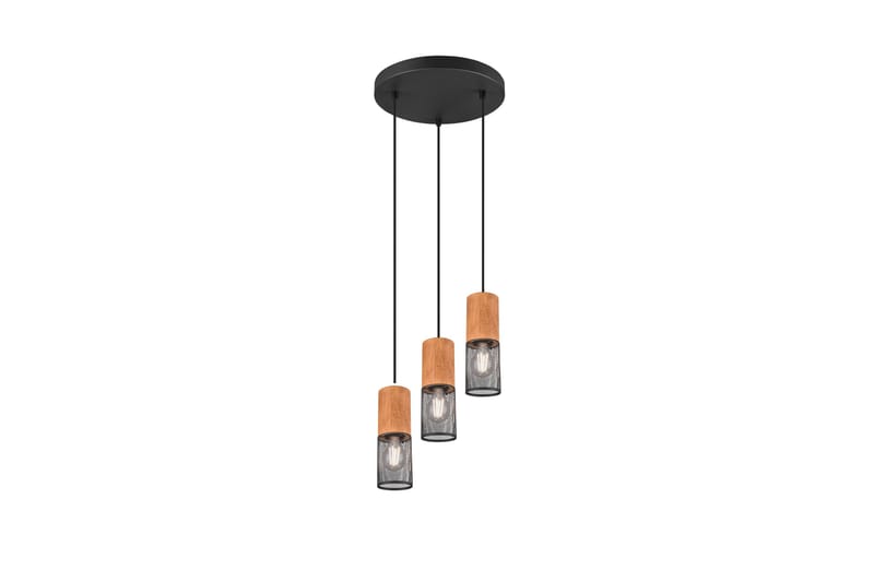 Trio Lighting Tosh loftlampe 3L E27 matsort, Natur/Matsort
