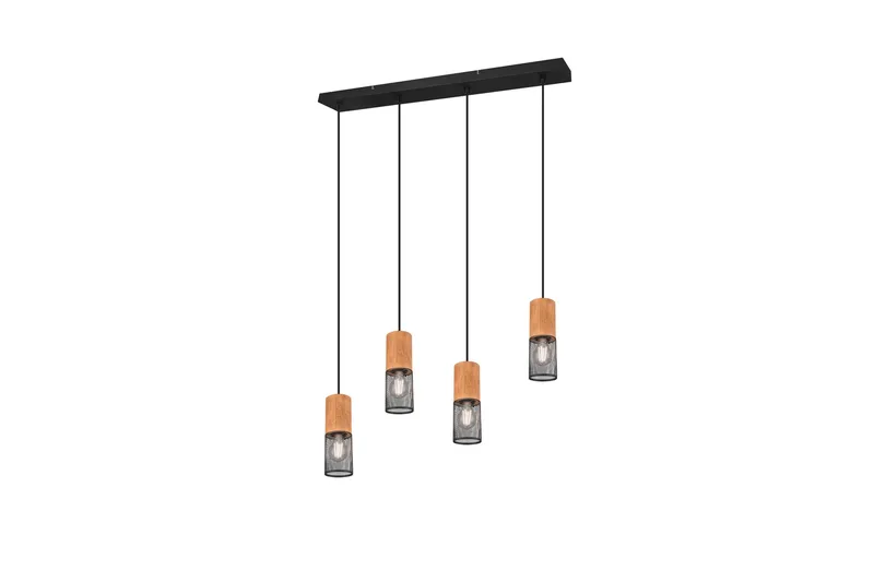 Trio Lighting Tosh loftlampe 4L E27 matsort, Natur/Matsort