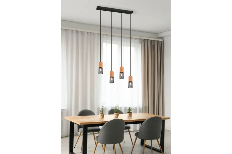 Trio Lighting Tosh loftlampe 4L E27 matsort - Natur/Matsort - Belysning - Lamper & indendørsbelysning - Køkkenlampe - Loftlampe køkken