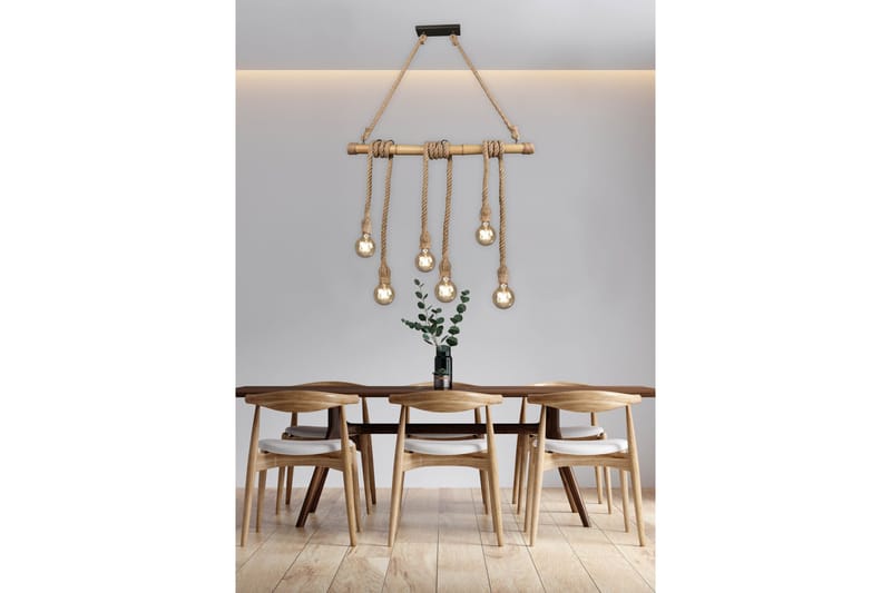 Trio Lighting Wilma loftlampe 6L E27 bambus/sisal - Belysning - Lamper & indendørsbelysning - Køkkenlampe - Loftlampe køkken