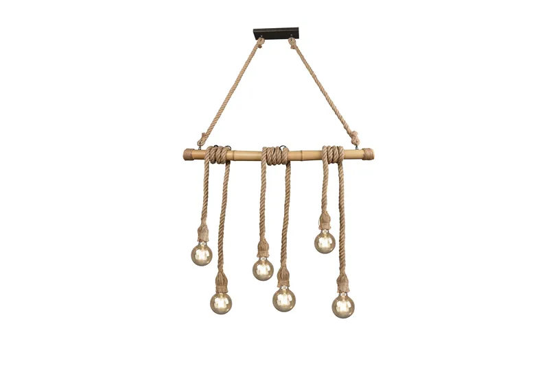 Trio Lighting Wilma loftlampe 6L E27 bambus/sisal - Belysning - Lamper & indendørsbelysning - Køkkenlampe - Loftlampe køkken