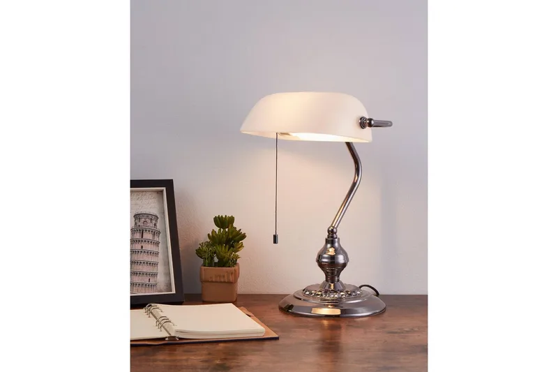Bordlampe Eglo Banker Nikkel Hvid - Hvid - Belysning - Lamper & indendørsbelysning - Bordlampe - Skrivebordslampe
