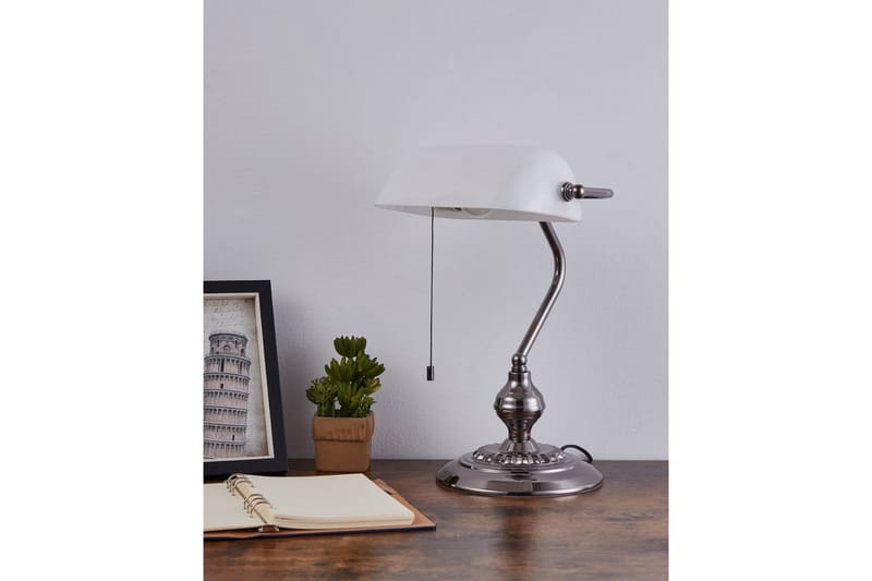 Bordlampe Eglo Banker Nikkel Hvid - Hvid - Belysning - Lamper & indendørsbelysning - Bordlampe - Skrivebordslampe