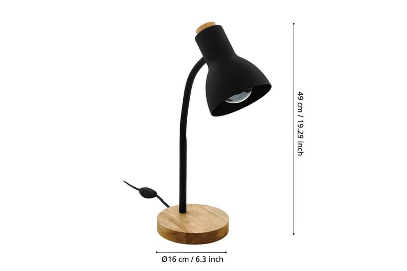 Bordlampe Eglo Veradal Sort, Brun - Sort/Brun - Belysning - Lamper & indendørsbelysning - Bordlampe - Skrivebordslampe