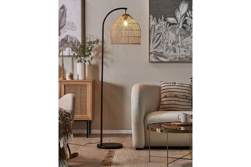 Lakskol Gulvlampe 165 cm - Sort/Natur - Belysning - Lamper & indend�ørsbelysning - Soveværelse lampe
