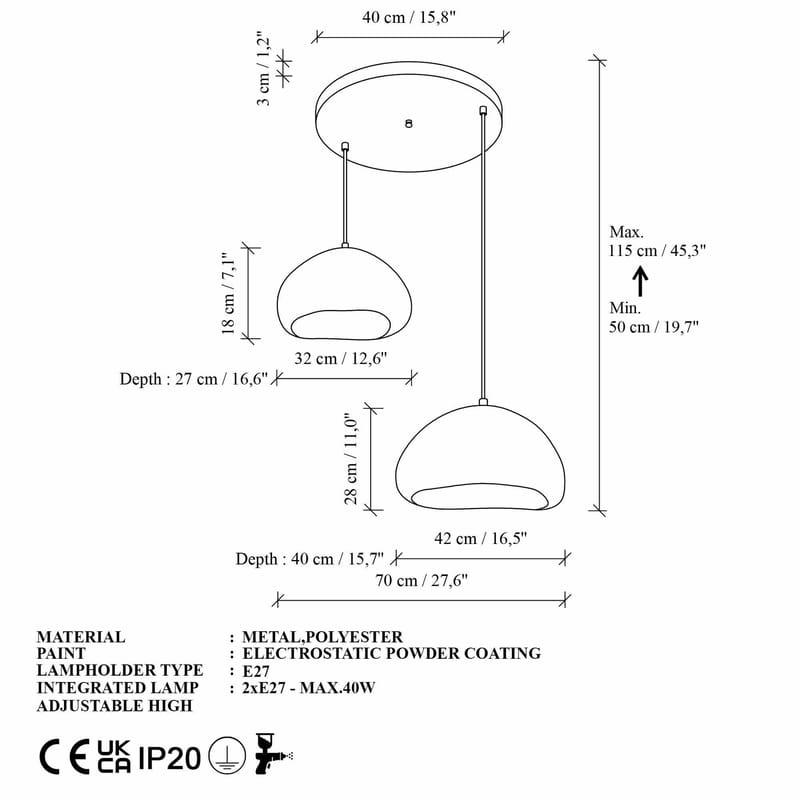 Cadros pendellampe - Hvid - Belysning - Lamper & indendørsbelysning - Loftlampe - Lysekroner