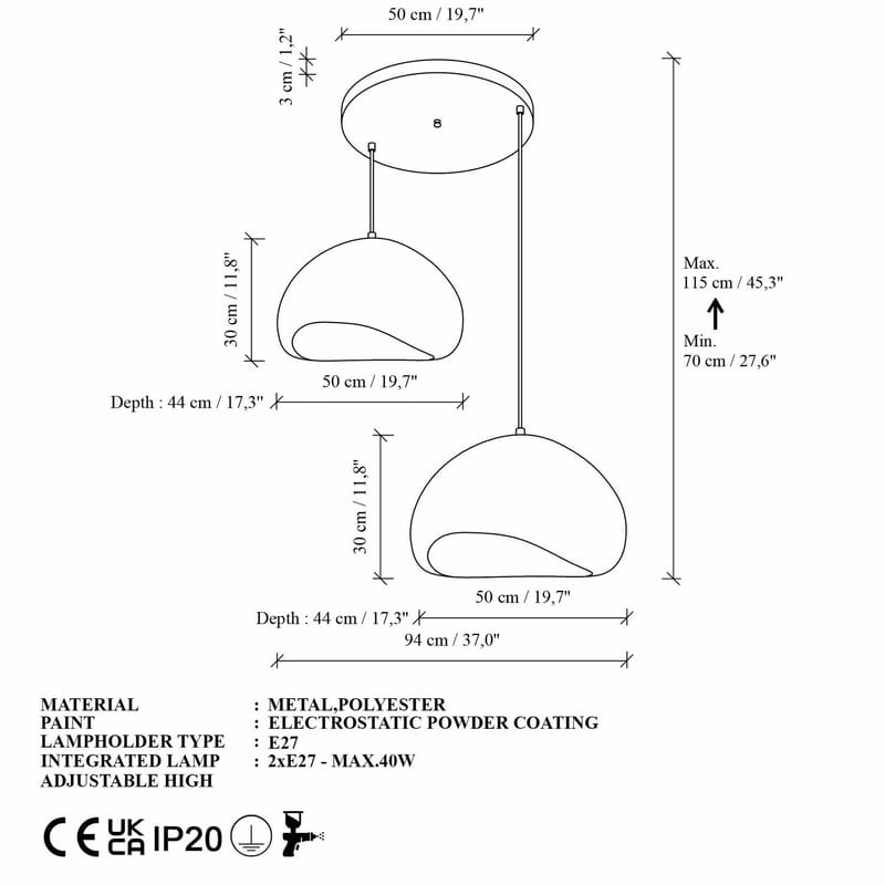 Cadros pendellampe - Hvid - Belysning - Lamper & indendørsbelysning - Loftlampe - Lysekroner
