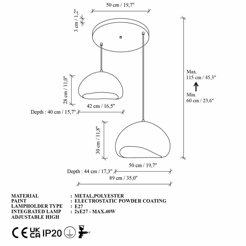 Cadros pendellampe - Hvid - Belysning - Lamper & indendørsbelysning - Loftlampe - Lysekroner