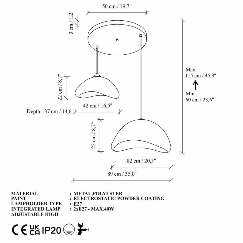 Dasina pendellampe - Hvid - Belysning - Lamper & indendørsbelysning - Loftlampe - Lysekroner