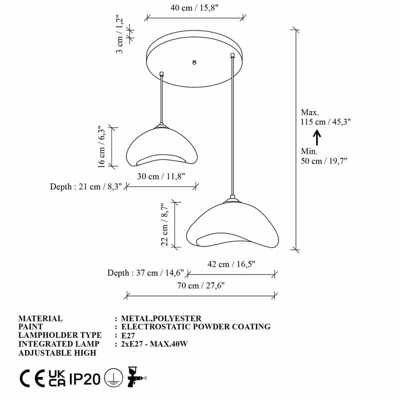 Dasina pendellampe - Hvid - Belysning - Lamper & indendørsbelysning - Loftlampe - Lysekroner