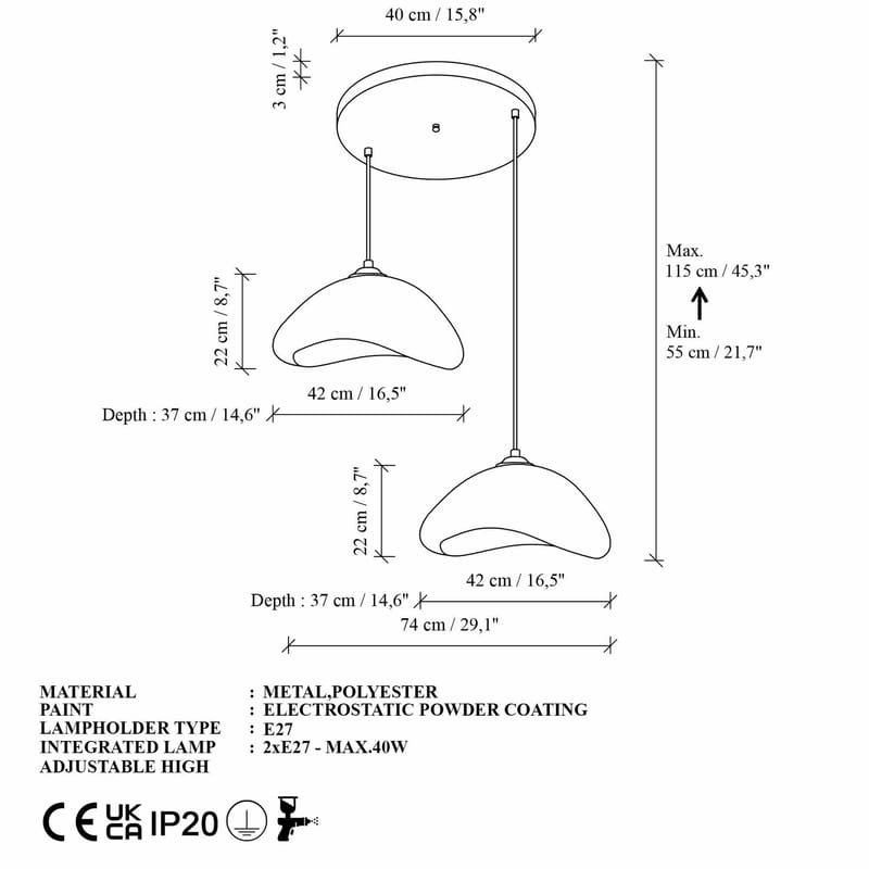 Dasina pendellampe - Hvid - Belysning - Lamper & indendørsbelysning - Loftlampe - Lysekroner