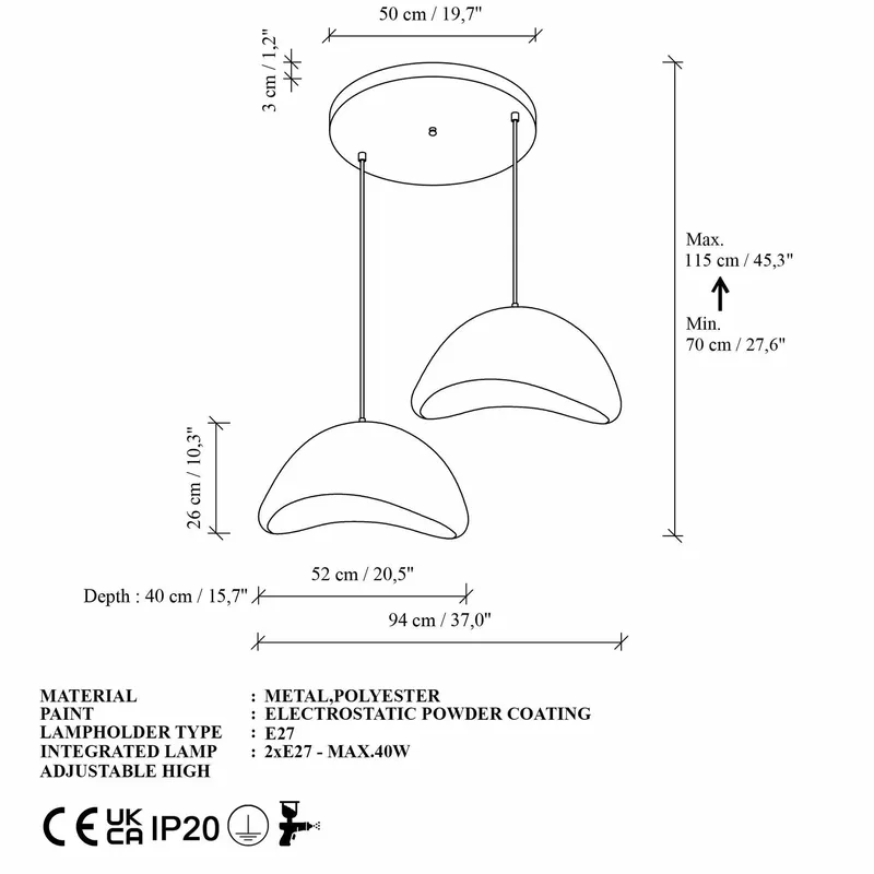 Dasina pendellampe - Hvid - Belysning - Lamper & indendørsbelysning - Loftlampe - Lysekroner