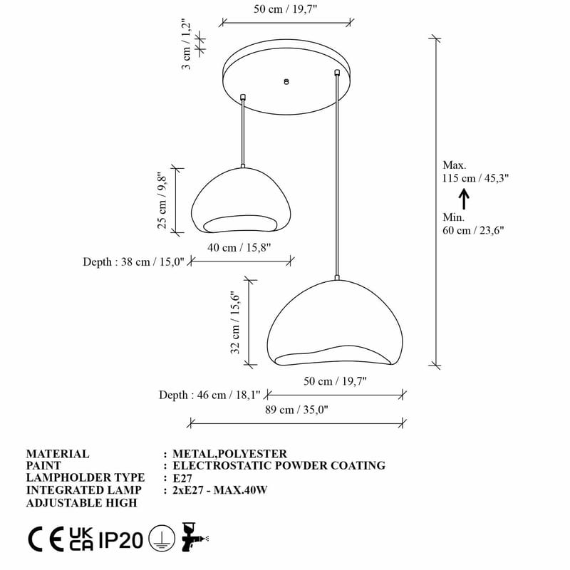 Kaolins pendellampe - Hvid - Belysning - Lamper & indendørsbelysning - Loftlampe - Lysekroner