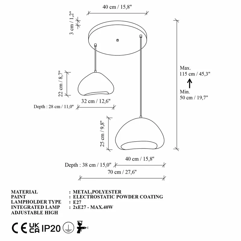 Kaolins pendellampe - Hvid - Belysning - Lamper & indendørsbelysning - Loftlampe - Lysekroner
