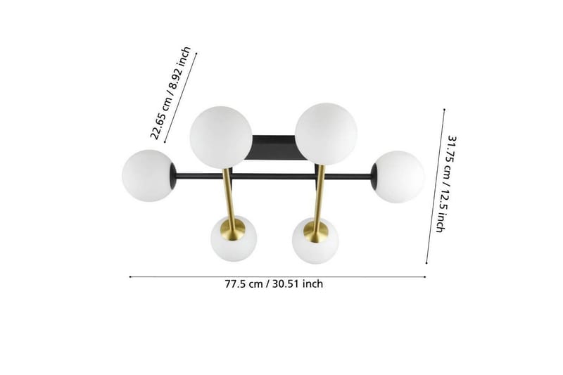 Loftbelysning Eglo Paz Opalhvid/Sort Messing med 6 Lamper - Belysning - Lamper & indendørsbelysning - Loftlampe - Pendellamper & hængelamper