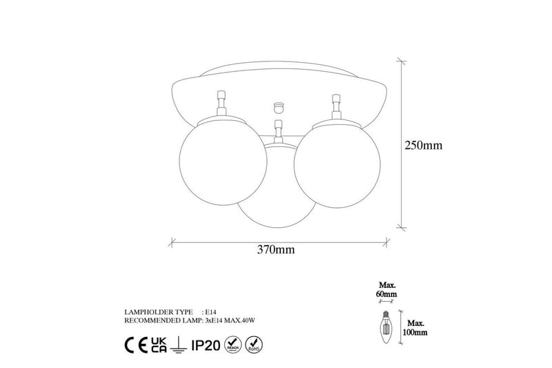 Loftlampe Ariofield Tredobbelt Sort - Sort - Belysning - Lamper & indendørsbelysning - Loftlampe - Plafond