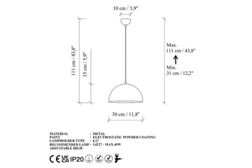 Loftlampe Brena Rany Enkelt Fatning - 30 x 30 x 111 cm - Belysning - Lamper & indendørsbelysning - Loftlampe - Pendellamper & hængelamper