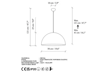 Loftlampe Brena Rany Enkelt Fatning - 50 x 50 x 121 cm - Belysning - Lamper & indendørsbelysning - Loftlampe - Pendellamper & hængelamper