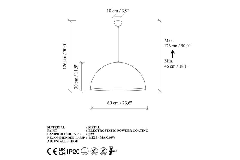 Loftlampe Brena Rany Enkelt Fatning - 60 x 60 x 126 cm - Belysning - Lamper & indendørsbelysning - Loftlampe - Pendellamper & hængelamper