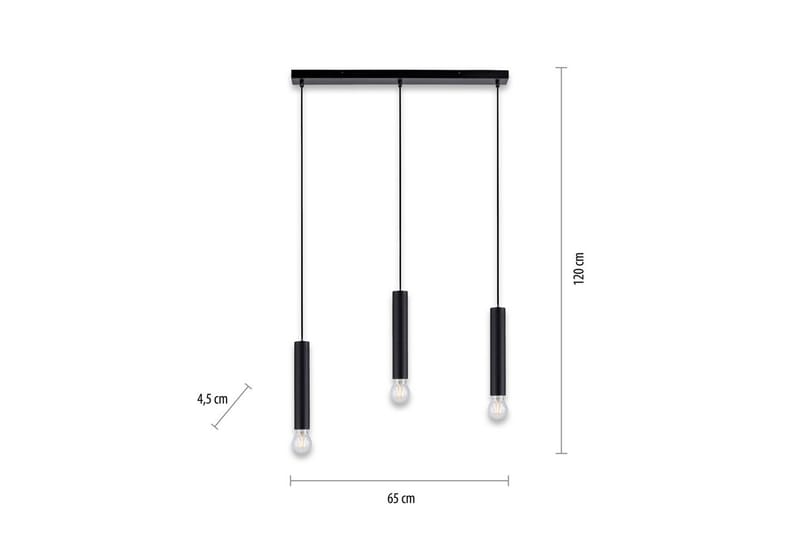 Loftlampe Bruna - 6x120x65 cm, Sort - Belysning - Lamper & indendørsbelysning - Loftlampe - Pendellamper & hængelamper