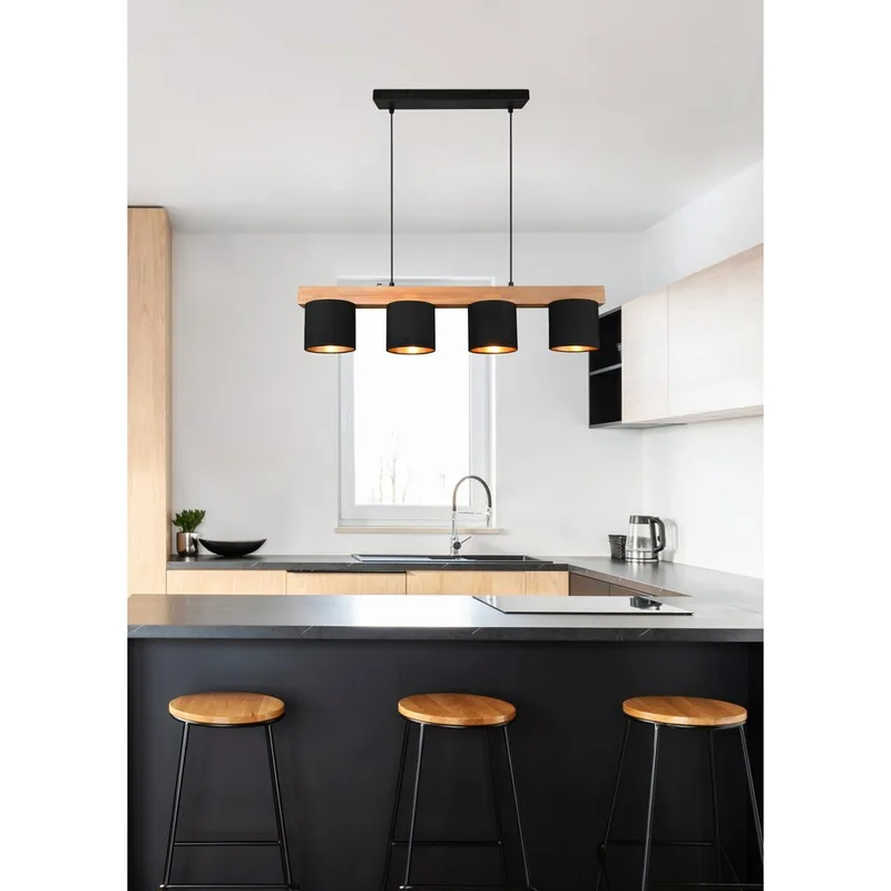 Loftlampe Cameron - Sort/træ - Belysning - Lamper & indendørsbelysning - Loftlampe - Pendellamper & hængelamper