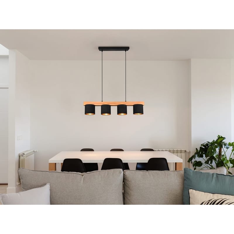 Loftlampe Cameron - Sort/træ - Belysning - Lamper & indendørsbelysning - Loftlampe - Pendellamper & hængelamper