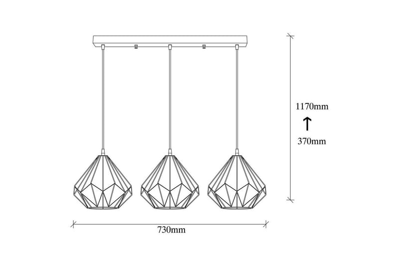 Loftlampe Diamant Tre Sort - Sort - Belysning - Lamper & indendørsbelysning - Loftlampe - Pendellamper & hængelamper