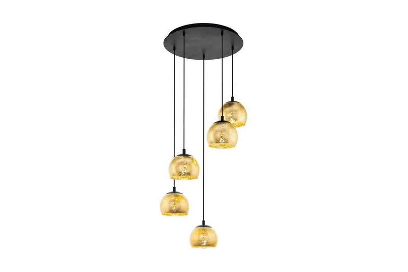 Loftlampe Eglo Albaraccin med 5 Lamper, Guld/Sort