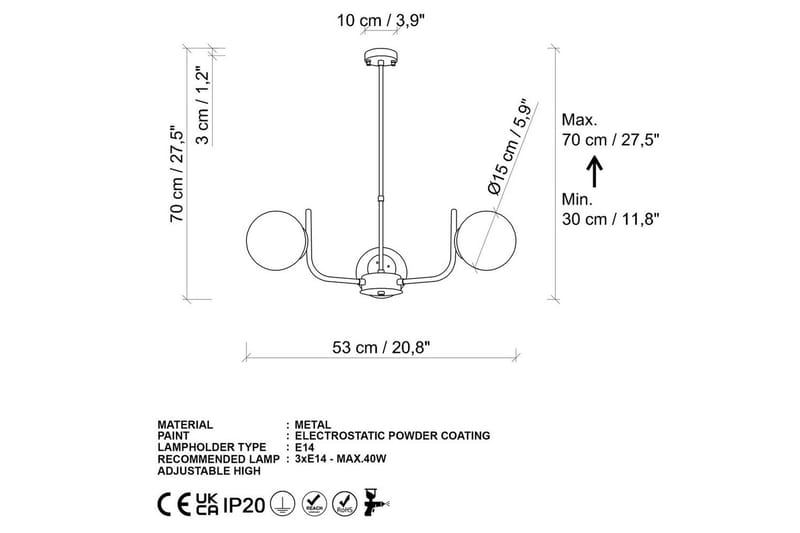 Loftlampe Gevir Sort - Sort - Belysning - Lamper & indendørsbelysning - Loftlampe - Pendellamper & hængelamper