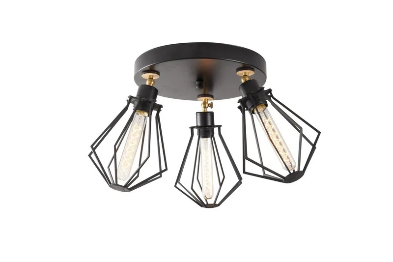 Loftlampe Hillmere Sort / Rany, Guld/Sort