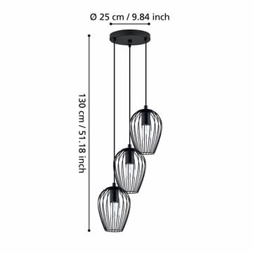 Loftlampe Newtown Rund med 3 Lamper - 38 cm - Belysning - Lamper & indendørsbelysning - Loftlampe - Pendellamper & hængelamper