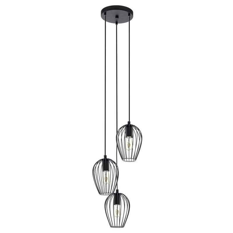 Loftlampe Newtown Rund med 3 Lamper, 38 cm