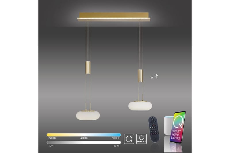 Loftlampe Q-Etienne - 20x200x65 cm, Messing Mat - Belysning - Lamper & indendørsbelysning - Loftlampe - Pendellamper & hængelamper