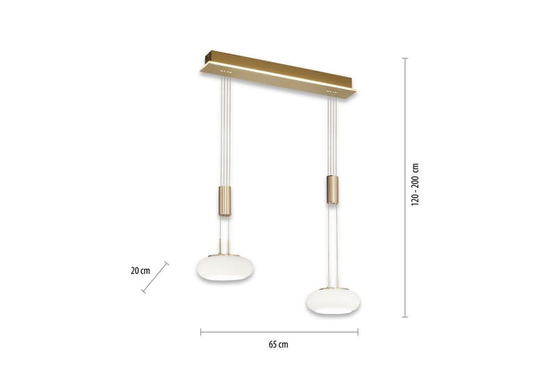 Loftlampe Q-Etienne - 20x200x65 cm, Messing Mat - Belysning - Lamper & indendørsbelysning - Loftlampe - Pendellamper & hængelamper