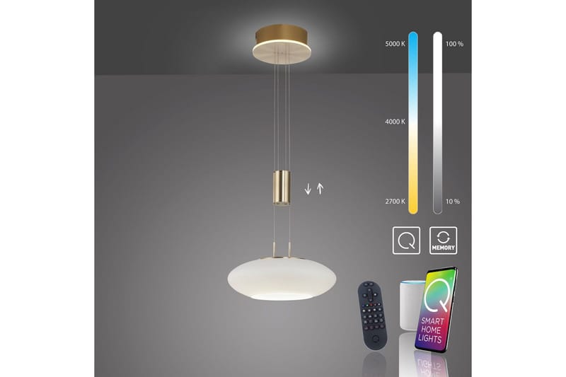 Loftlampe Q-Etienne - 35x200x35 cm, Messing Mat - Belysning - Lamper & indendørsbelysning - Loftlampe - Pendellamper & hængelamper