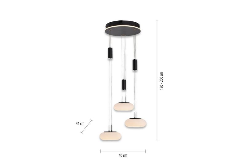 Loftlampe Q-Etienne - 40x200x44 cm, Sort - Belysning - Lamper & indendørsbelysning - Loftlampe - Pendellamper & hængelamper