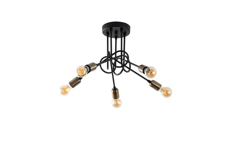 Loftlampe Ranju Sort / Antik Fem Sokkel, Fem Sokkel