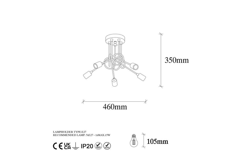 Loftlampe Ranju Sort / Antik Fem Sokkel - Fem Sokkel - Belysning - Lamper & indendørsbelysning - Loftlampe - Pendellamper & hængelamper