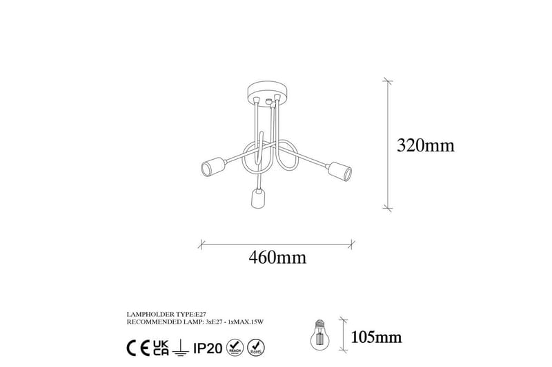 Loftlampe Ranju Sort / Antik Tre stik - Tre stik - Belysning - Lamper & indendørsbelysning - Loftlampe - Pendellamper & hængelamper