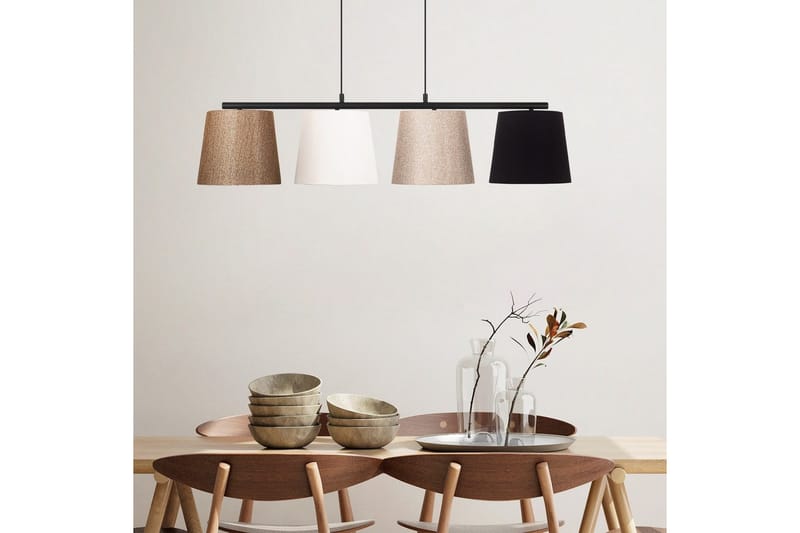 Loftlampe Rithmere Sort / Rany / Hvid / Beige - Beige/Guld/Sort/Hvidfarvet træ - Belysning - Lamper & indendørsbelysning - Loftlampe - Pendellamper & hængelamper
