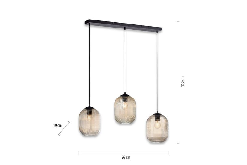 Loftlampe Shitake - 20x150x90 cm, Amberfarvet - Belysning - Lamper & indendørsbelysning - Loftlampe - Pendellamper & hængelamper