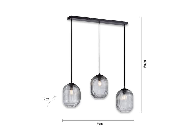 Loftlampe Shitake - 20x150x90 cm, Røget farvet - Belysning - Lamper & indendørsbelysning - Loftlampe - Pendellamper & hængelamper